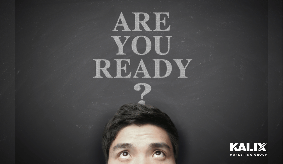Man's eyes looking up at the words "Are You Ready?"
